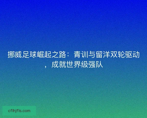挪威足球崛起之路：青训与留洋双轮驱动，成就世界级强队